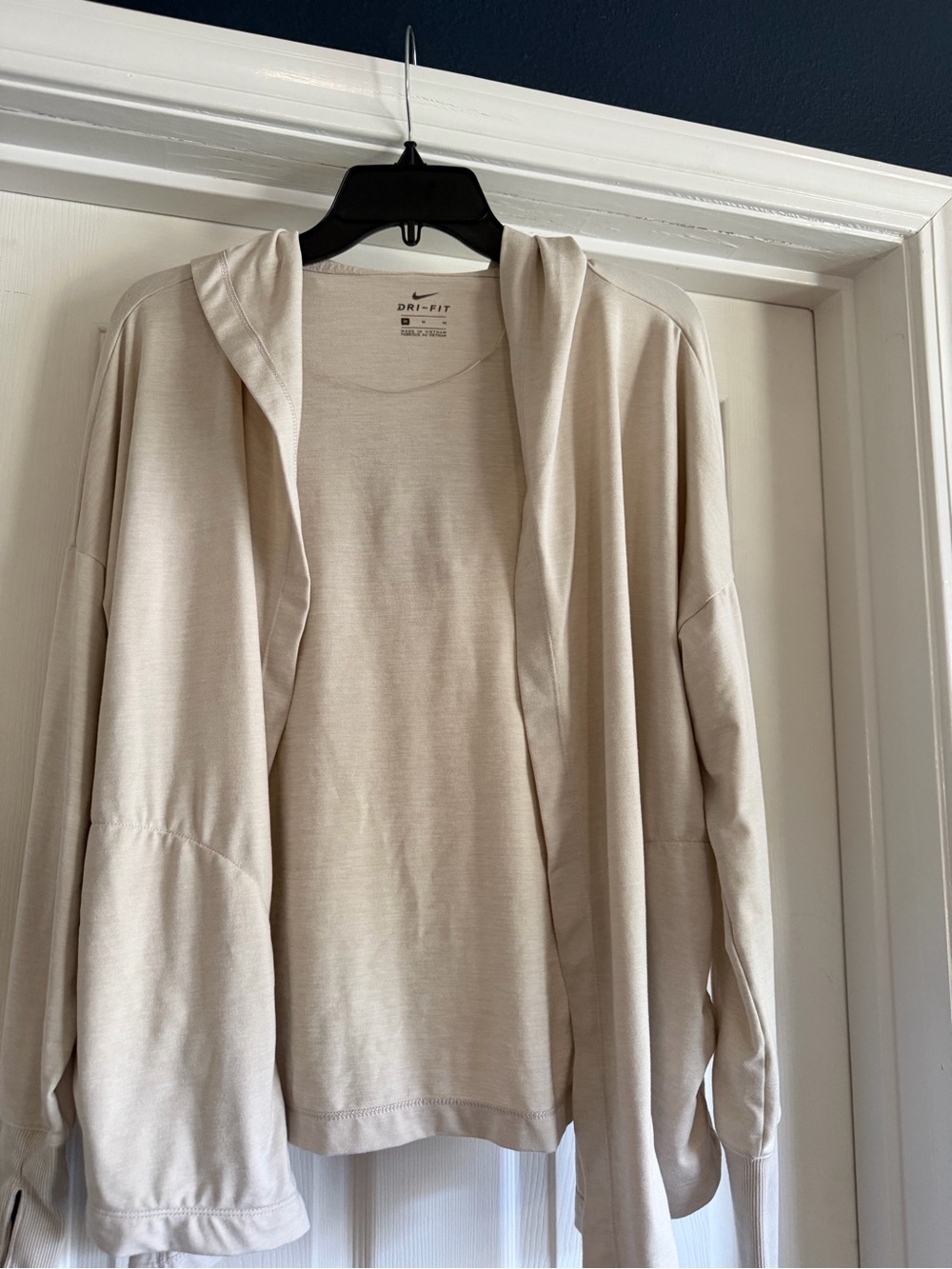 Nike Dri-Fit Hooded Open-Front Top - Beige